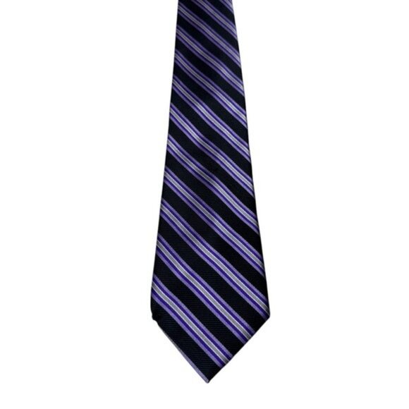 Ralph Lauren Chaps Silk Tie‎ Quiet Luxury Old Money Striped Purple Formal… - Picture 3 of 7